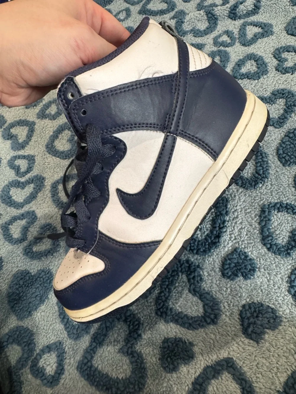 Nike Dunk High Kids Size 1 VGUC navy - Picture 5 of 8